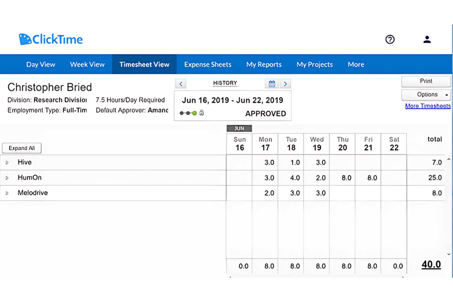 ClickTime screenshot - 10 beste software voor resourcebeheer voor kleine bedrijven