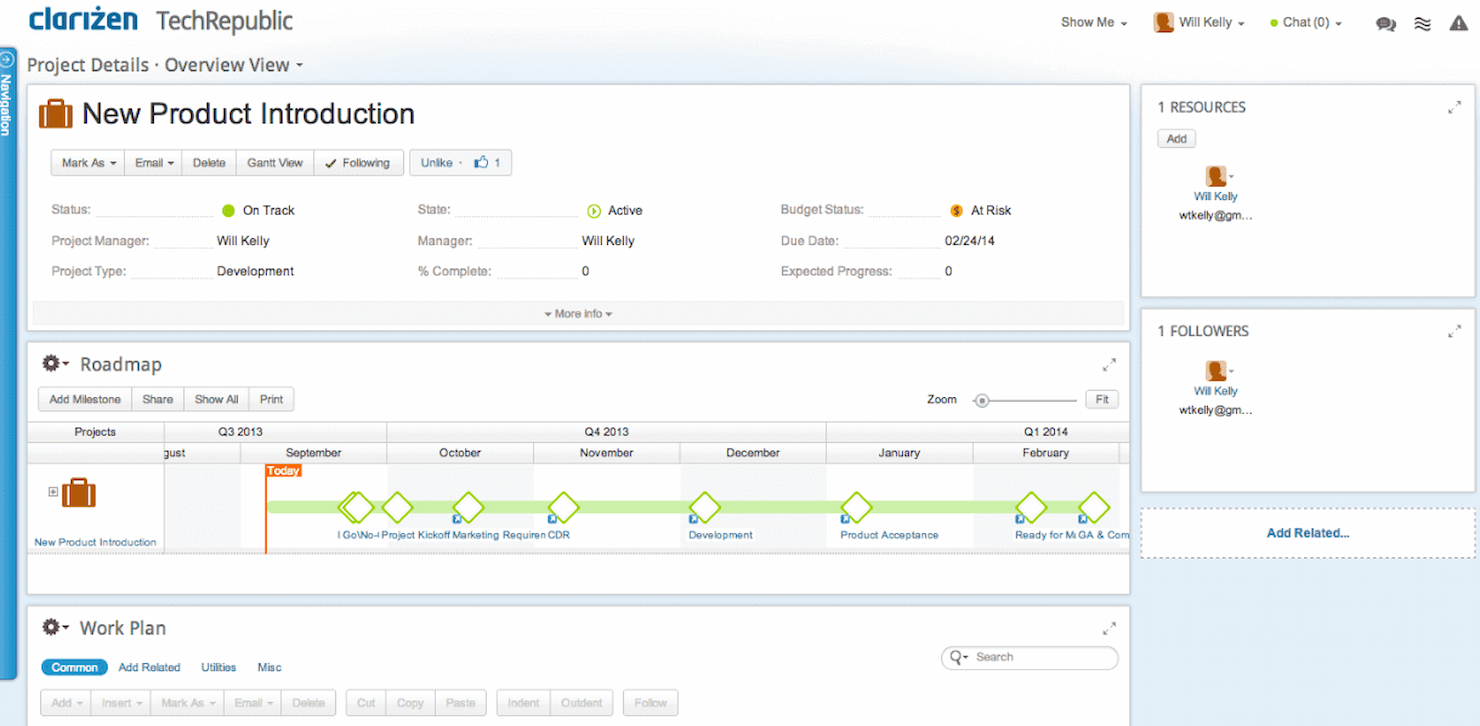 Clarizen screenshot - 10 beste GanttPRO-alternatieve tools voor planning in 2026