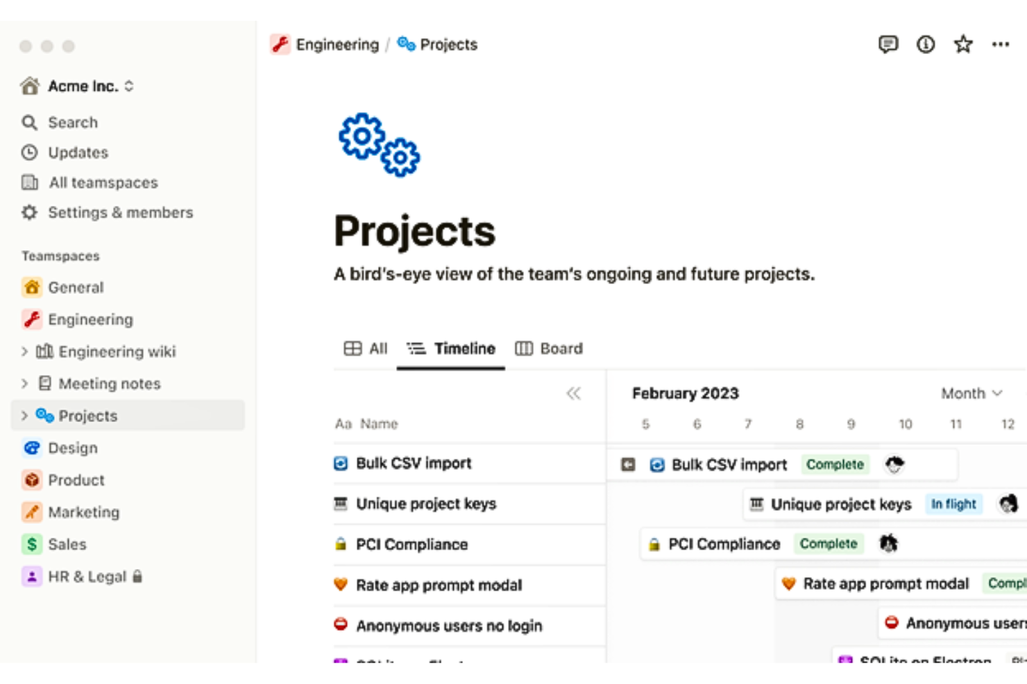 Notion screenshot - 10 alternatieve tools voor Process Street voor workflows in 2026