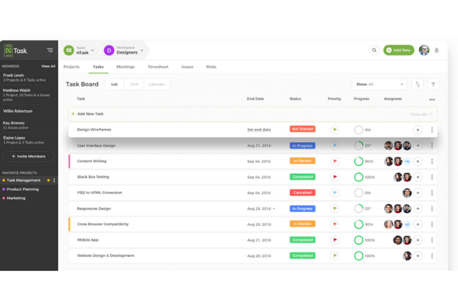 nTask screenshot - 10 beste software voor freelanceprojectmanagement voor 2026