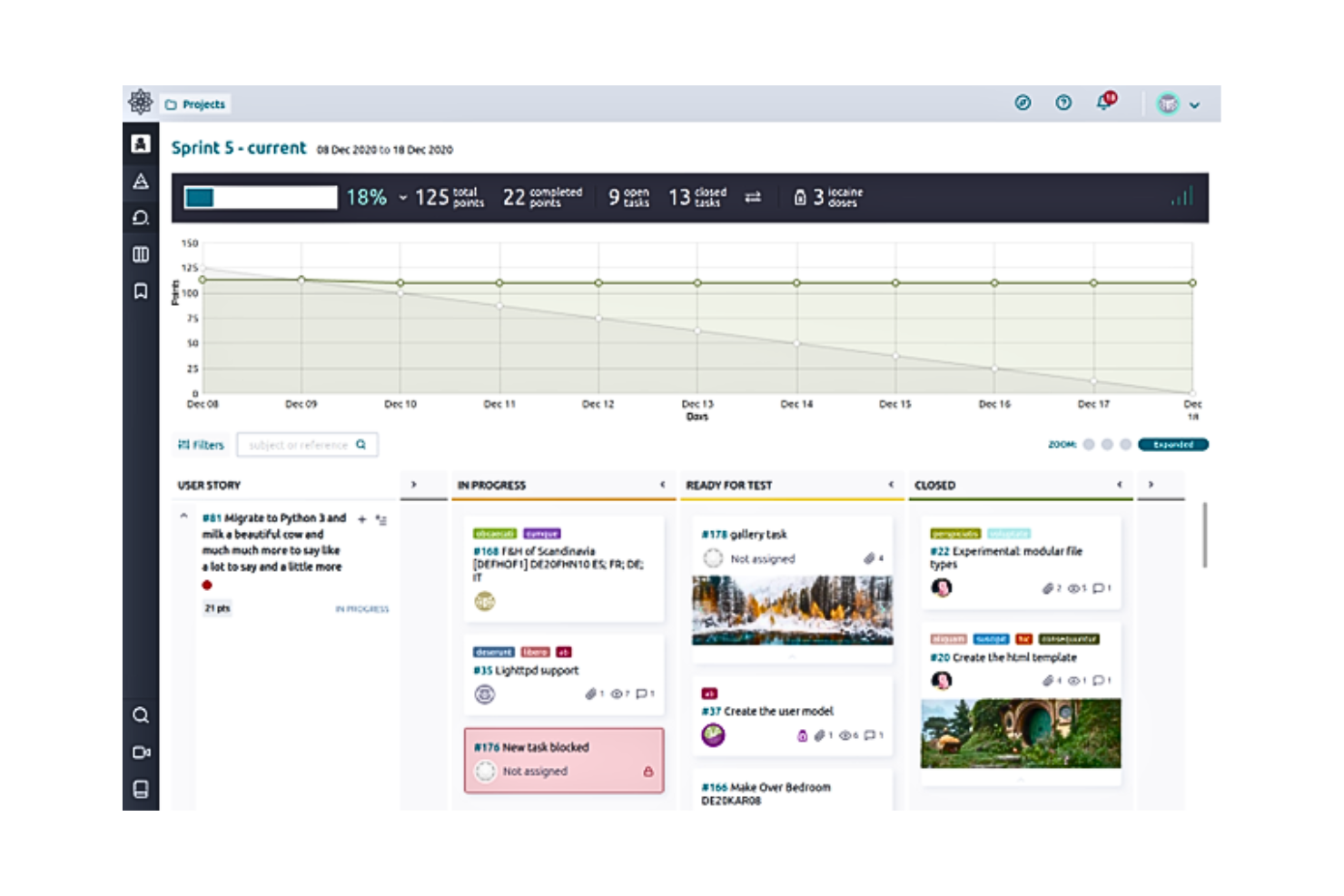 Taiga.io screenshot - 10 beste open source workflowbeheersoftware voor 2026