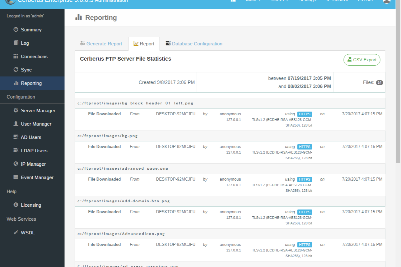 Cerberus FTP Server screenshot - 10 beste software voor bestandsdeling voor veilige overdrachten in 2026