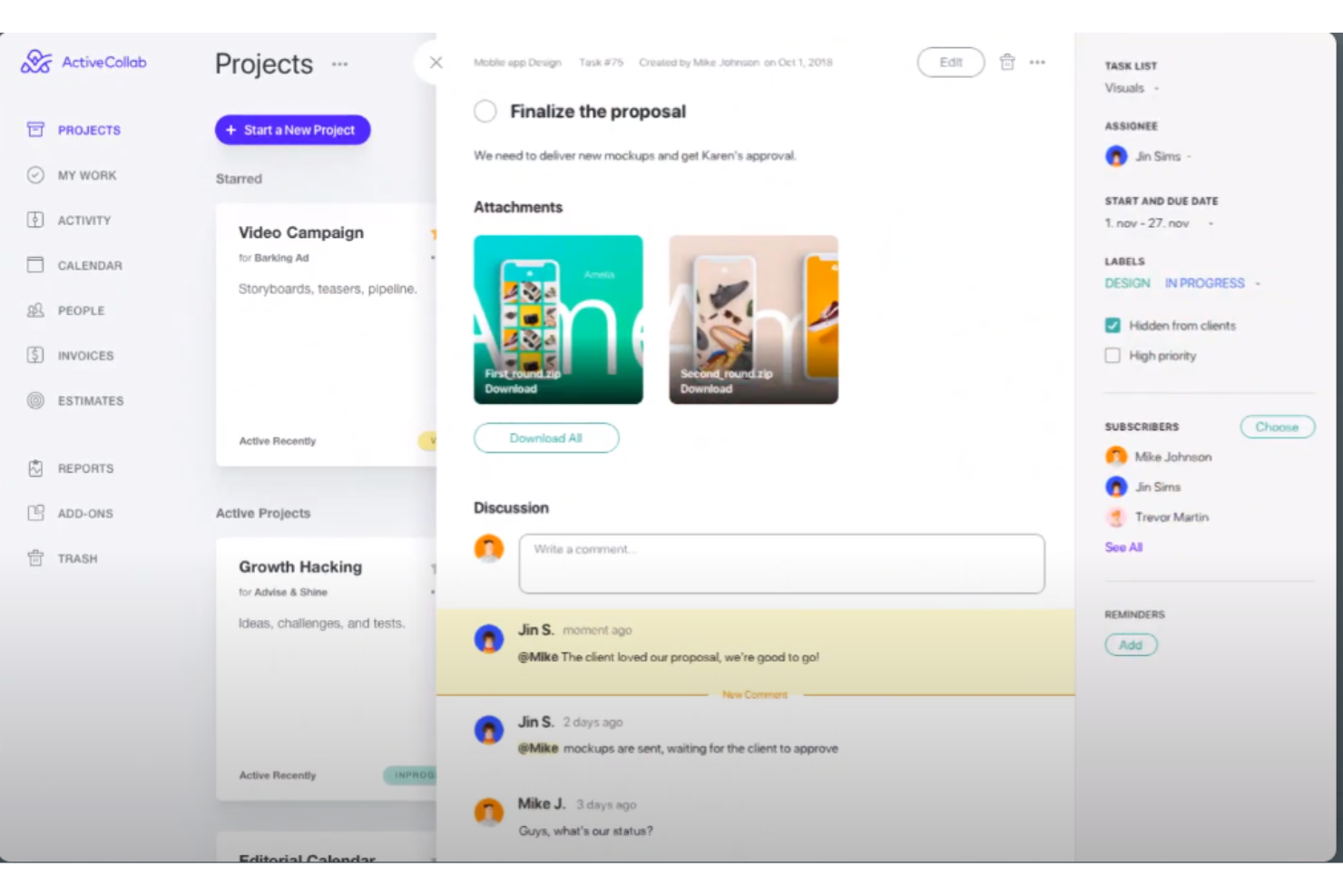 ActiveCollab screenshot - 10 beste software voor freelanceprojectmanagement voor 2026