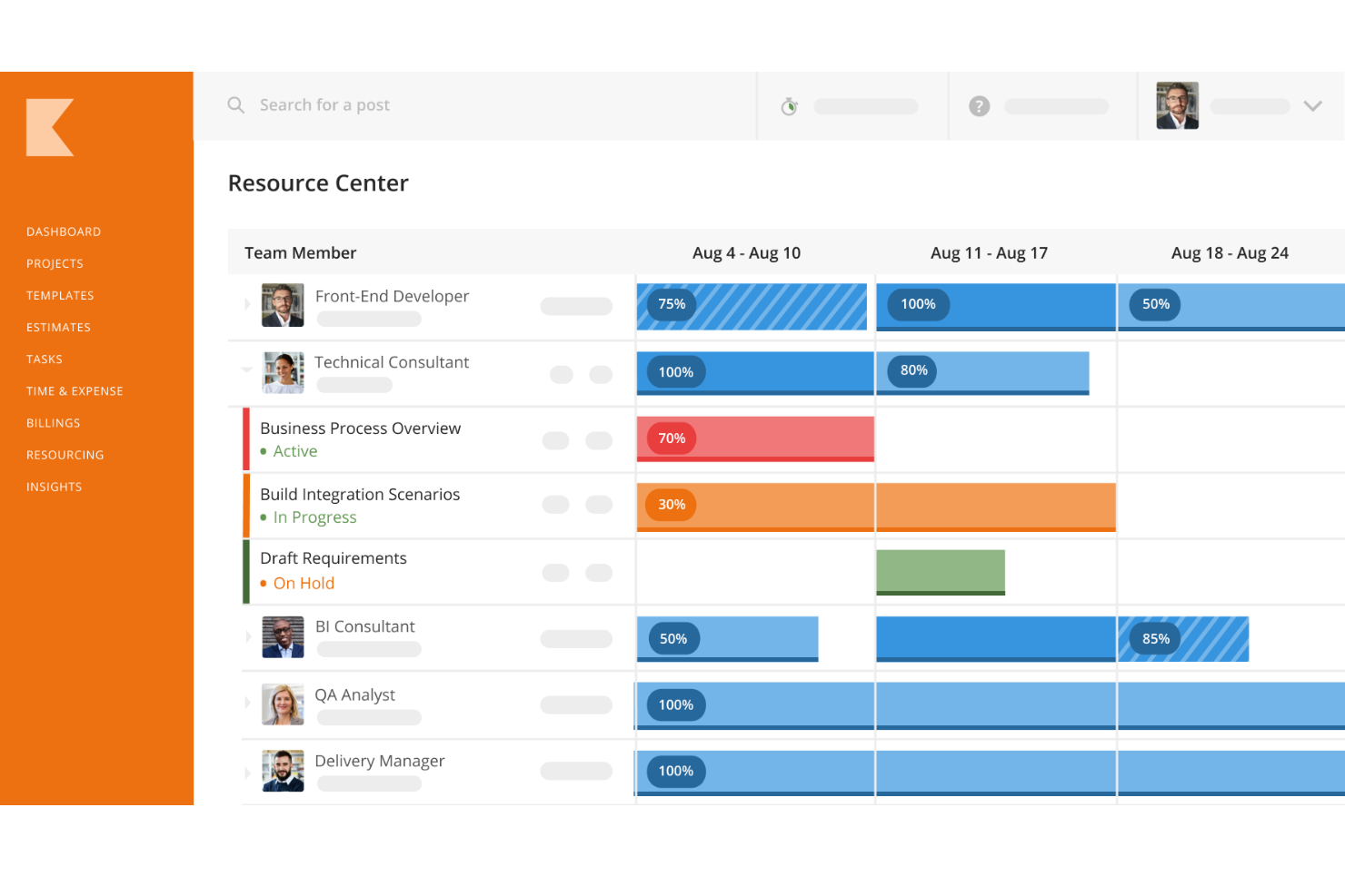 Kantata screenshot - 10 Beste Resourceboekingssoftware Voor Projecten In 2026