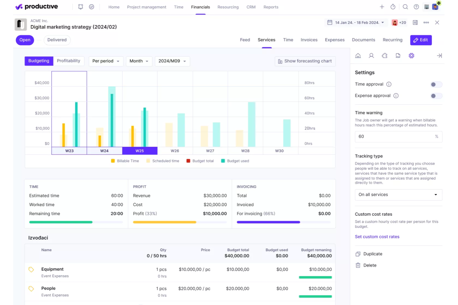 Productive screenshot - 10 beste tools voor projectmanagement op afstand beoordeeld voor 2026