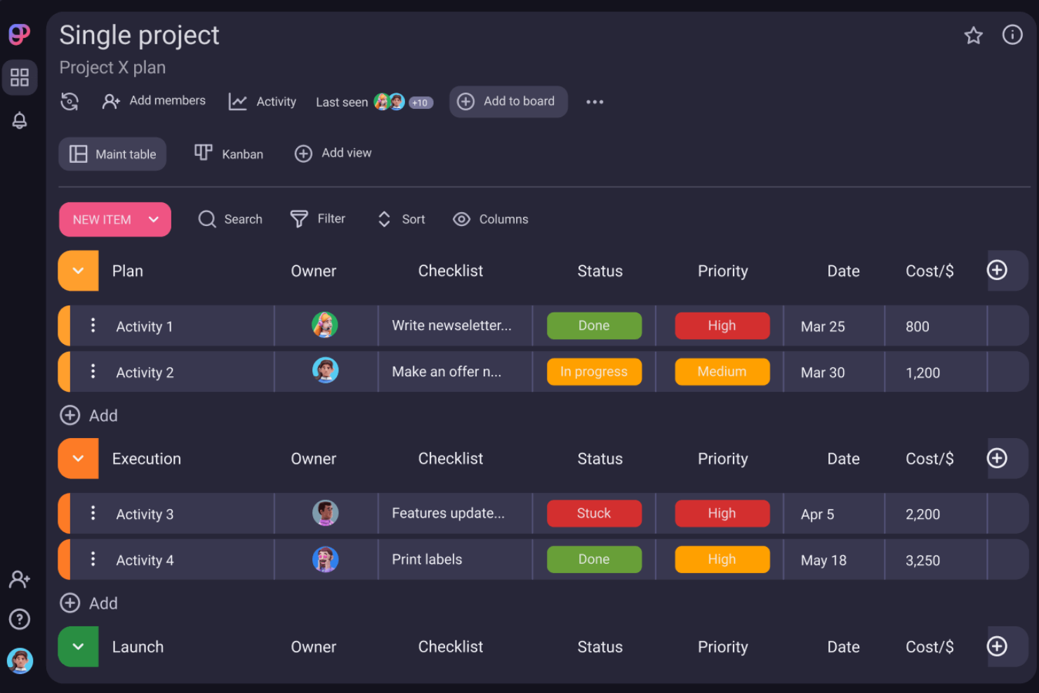 Plaky screenshot - 10 beste projectmanagementtools voor externe teams in 2026