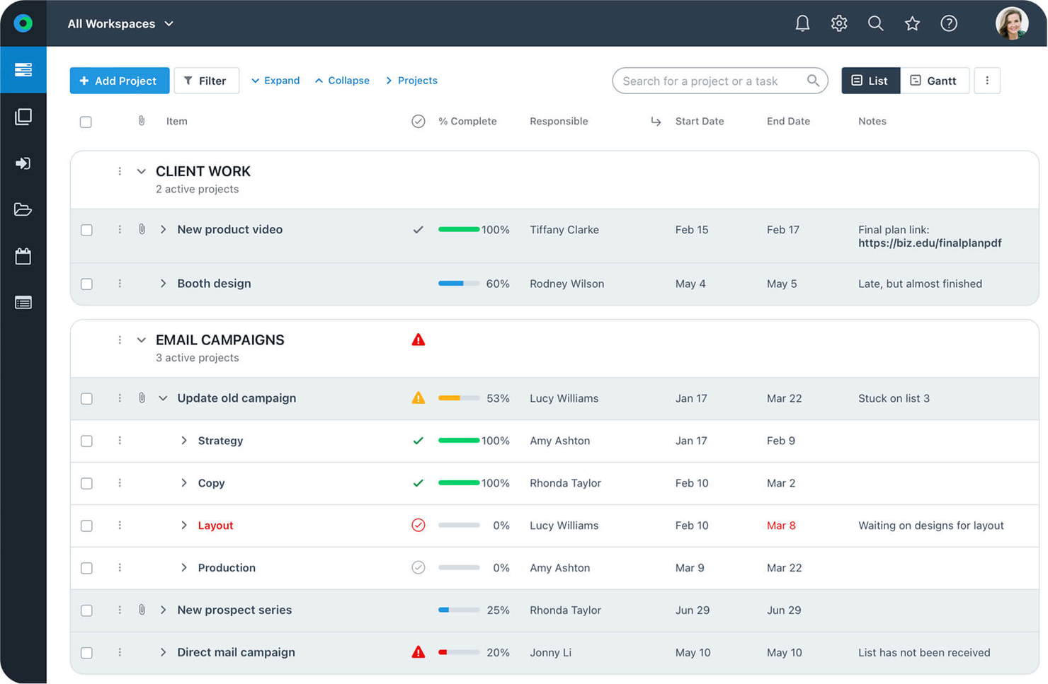 Workzone screenshot - 10 beste projectmanagementtools voor externe teams in 2026