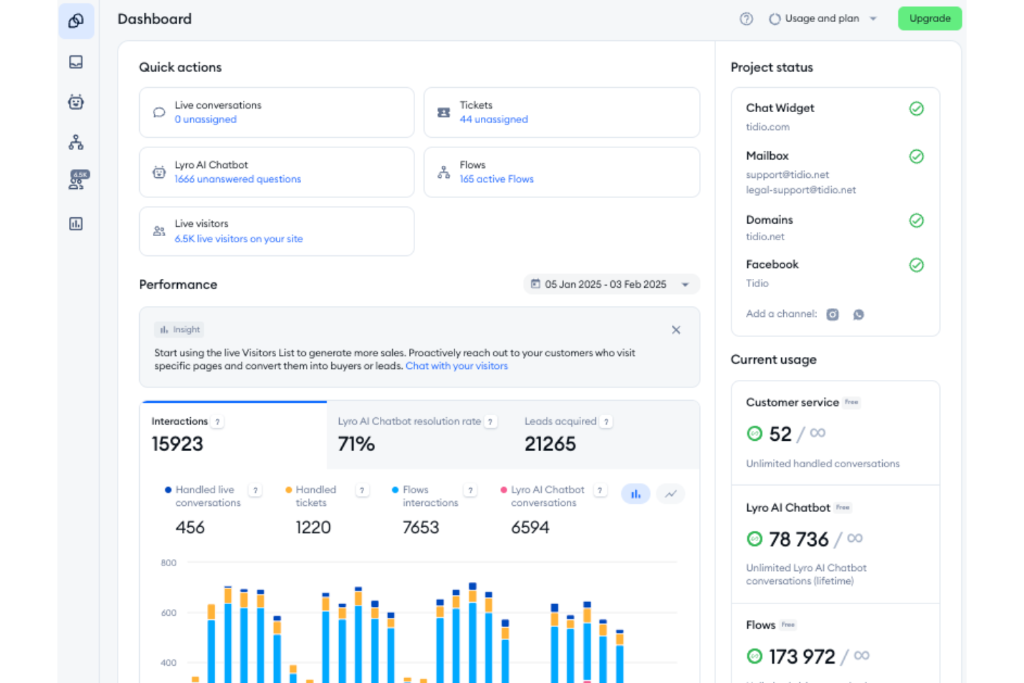 Tidio screenshot - 10 beste helpdesksoftware voor geweldige service in 2026