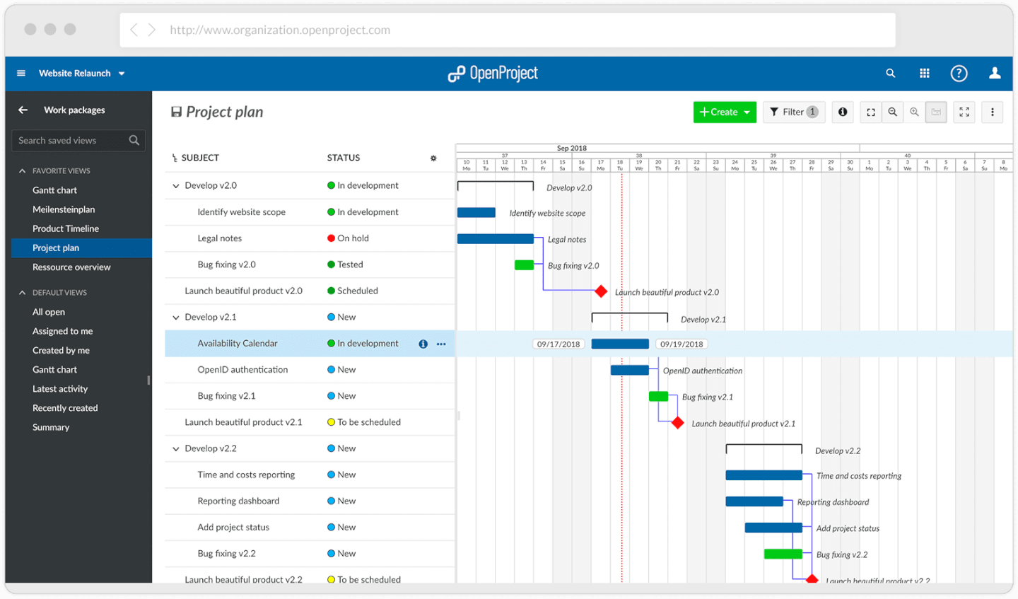 OpenProject screenshot - 10 beste gratis software voor Gantt-diagrammen beoordeeld voor 2026
