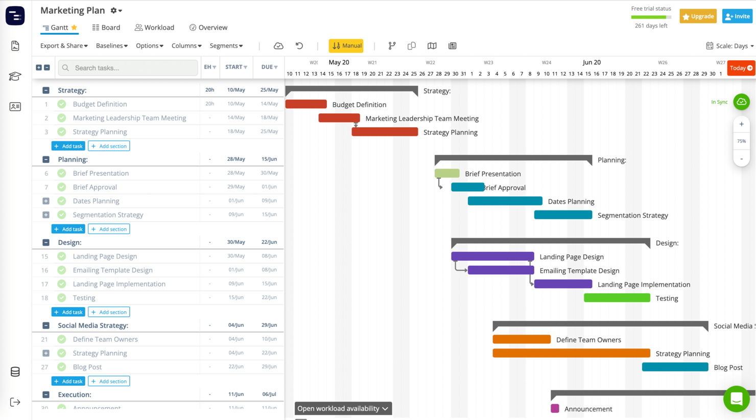 Instagantt screenshot - 10 beste gratis software voor Gantt-diagrammen beoordeeld voor 2026