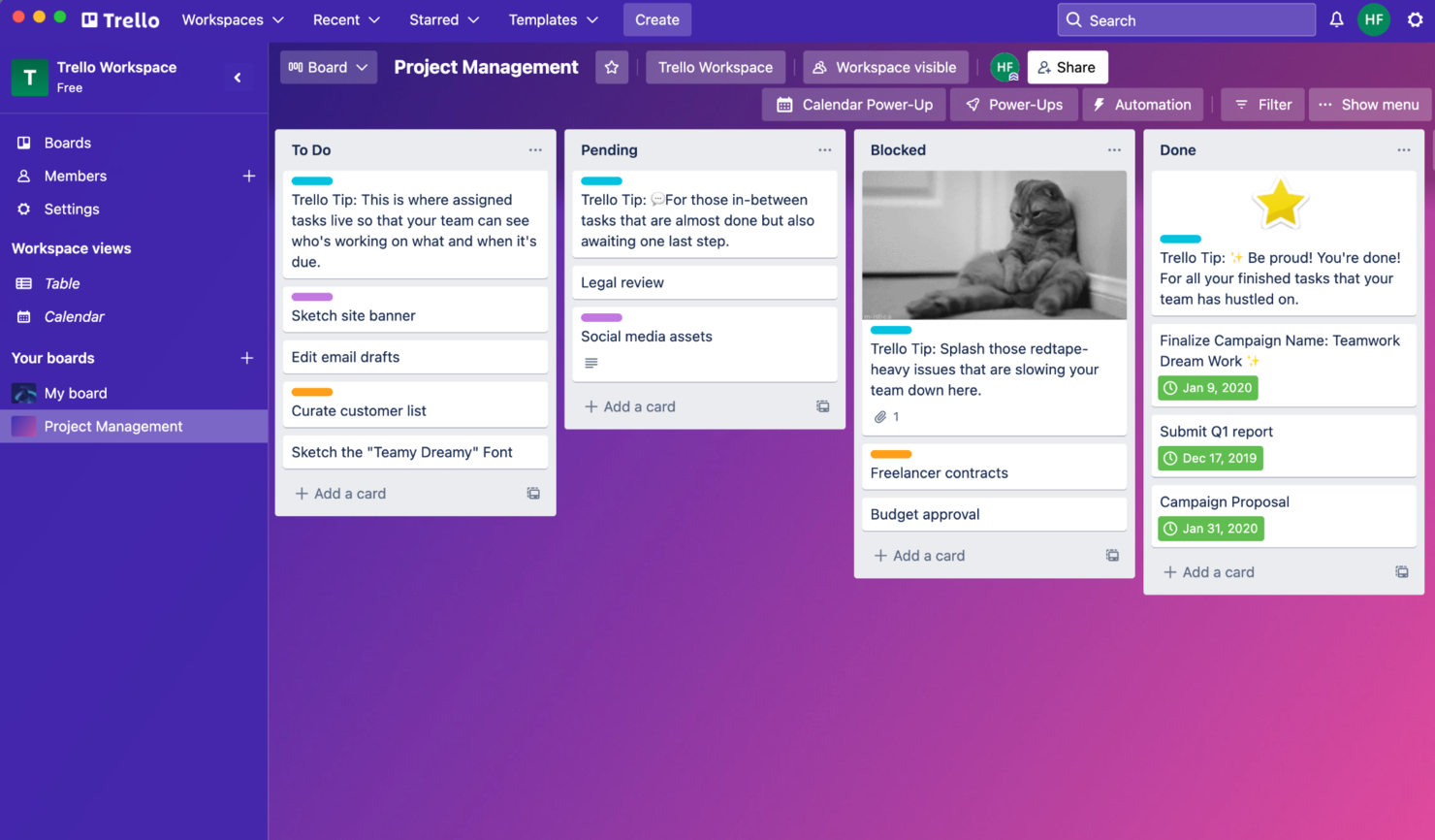 Trello screenshot - 10 beste desktopsoftware voor projectbeheer in 2026