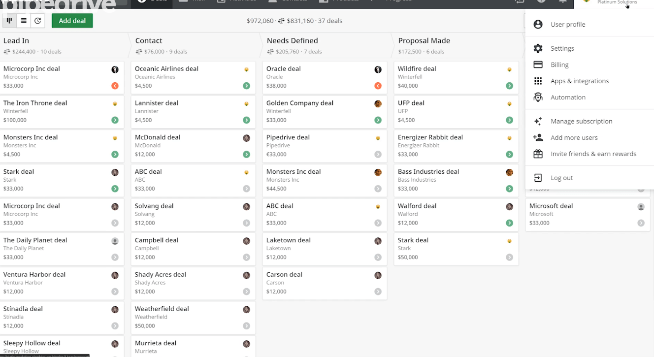 Pipedrive CRM screenshot - 10 beste software voor klantendatabases en klantendatabasesoftware voor 2026