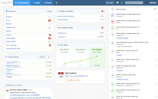 noCRM.io screenshot - 10 beste software voor klantendatabases en klantendatabasesoftware voor 2026
