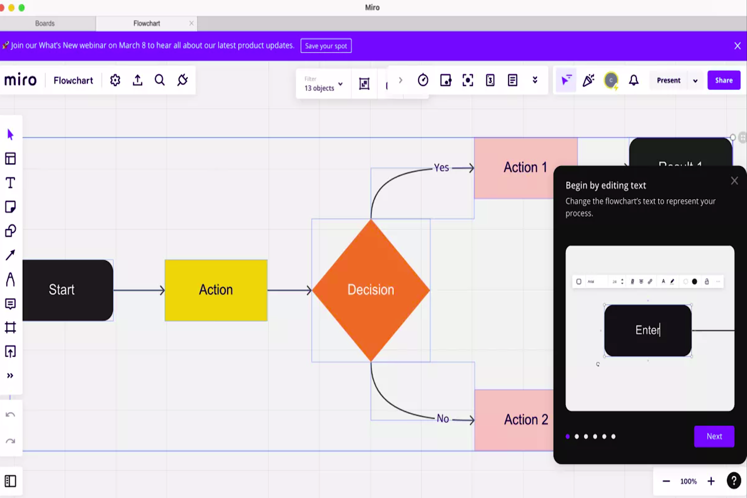 Miro screenshot - 10 beste softwareprogramma’s voor workflowdiagrammen voor procesmapping 2026
