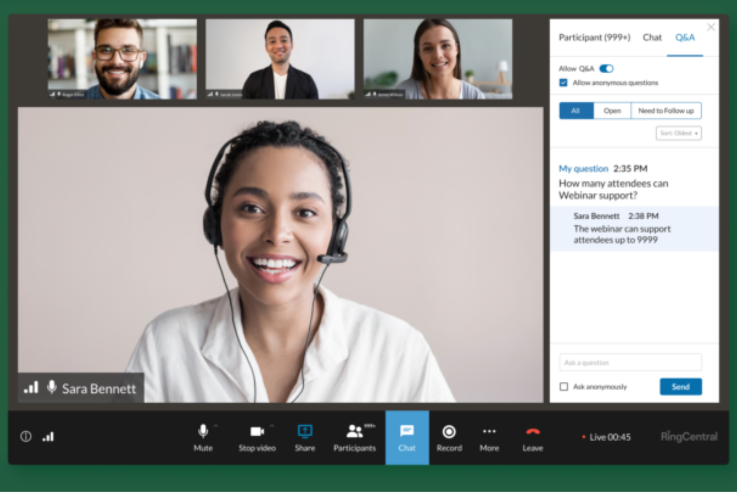 RingCentral Webinar screenshot - 5 Beste software voor schermdelen & hardware voor 2026