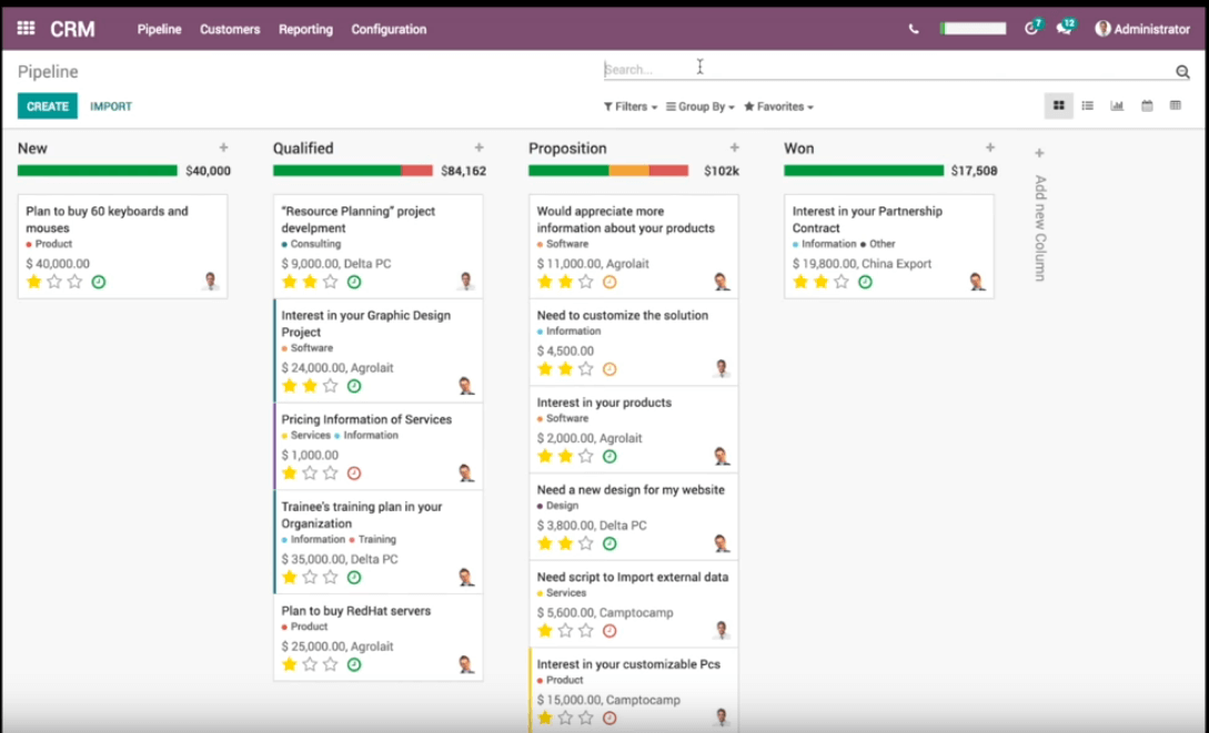 Odoo screenshot - 10 beste open source software voor resourcebeheer voor 2026