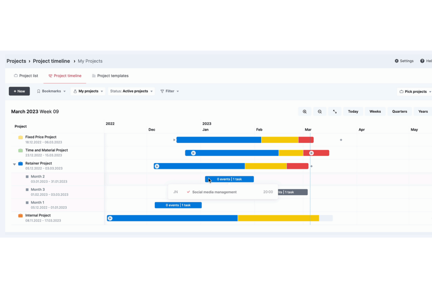 Scoro screenshot - 10 beste tools voor projecttijdlijnen om in 2026 op schema te blijven
