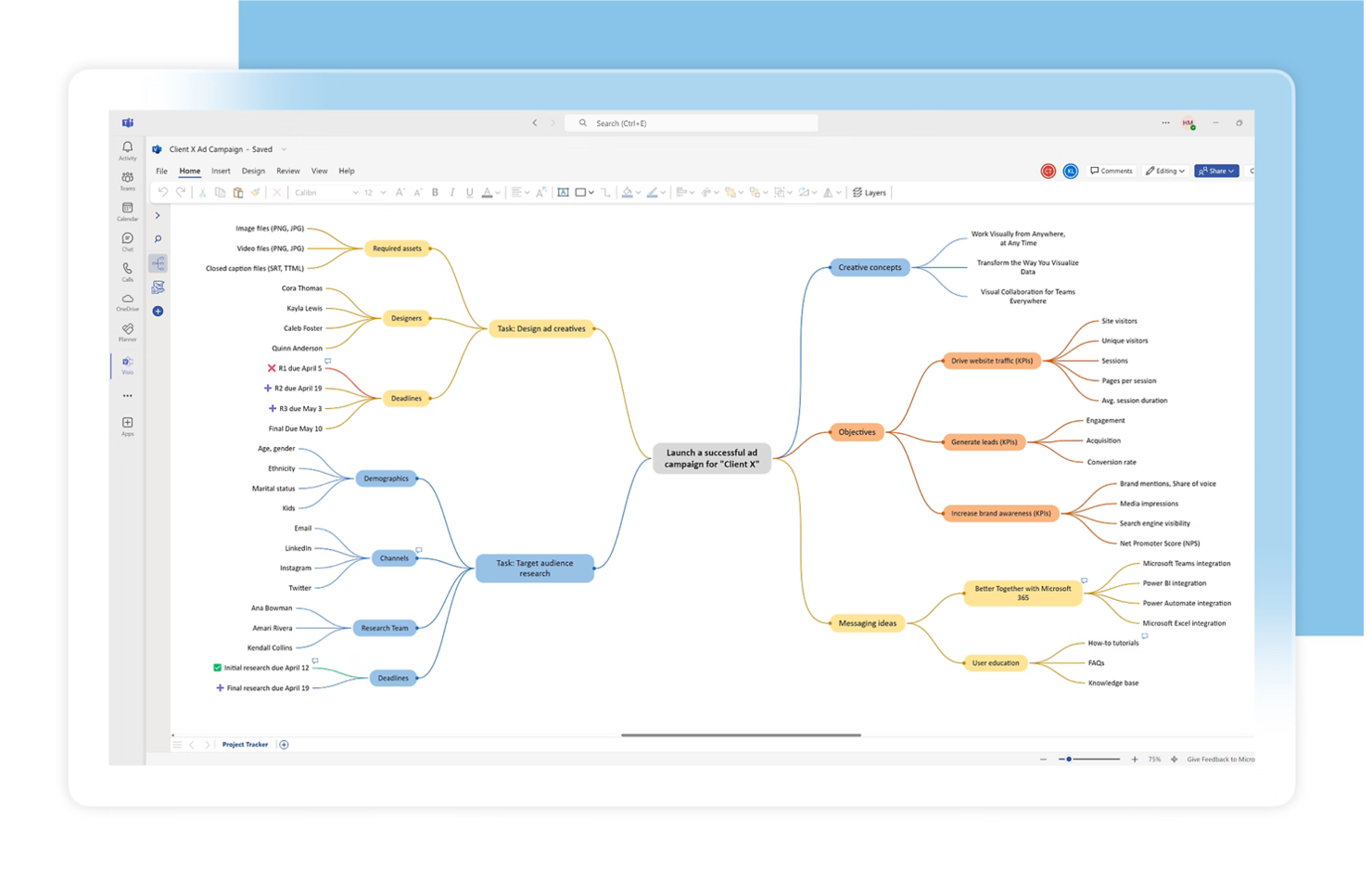 Visio screenshot - 10 beste gratis mindmappingsoftware voor creativiteit in 2026
