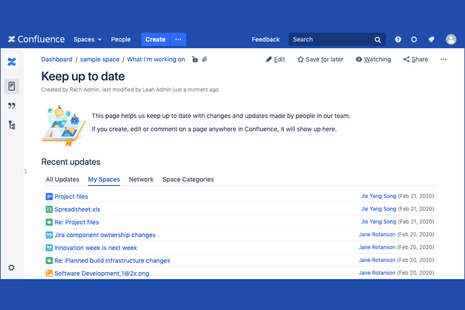 Confluence screenshot - 10 beste interne wiki-software in 2026