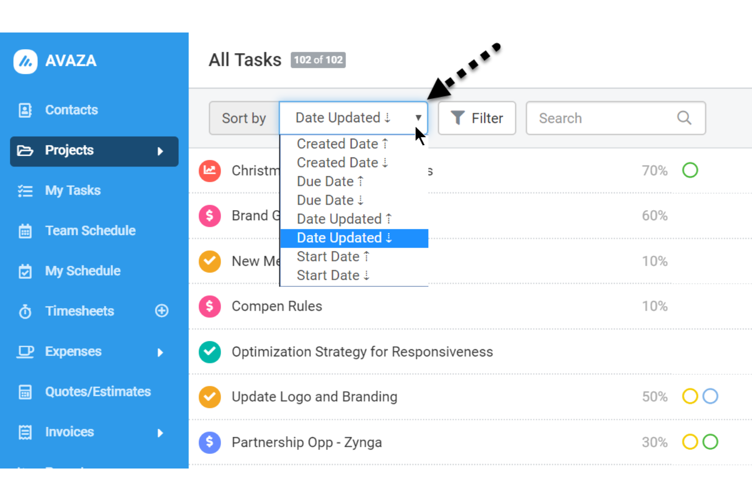 Avaza screenshot - 10 beste resourcebeheersoftware met facturatie 2026