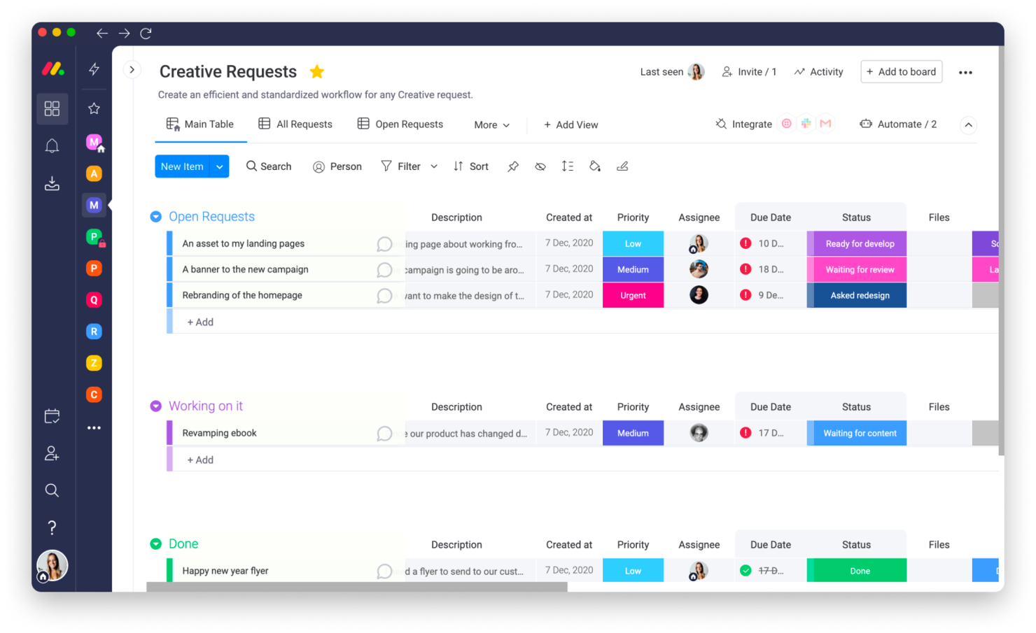 monday AI Workspace screenshot - 10 beste desktopsoftware voor projectbeheer in 2026