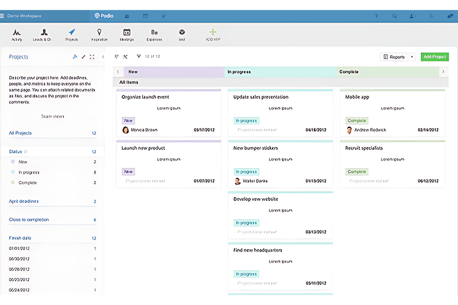 Podio screenshot - 10 beste software voor projectbeheer met CRM voor 2026