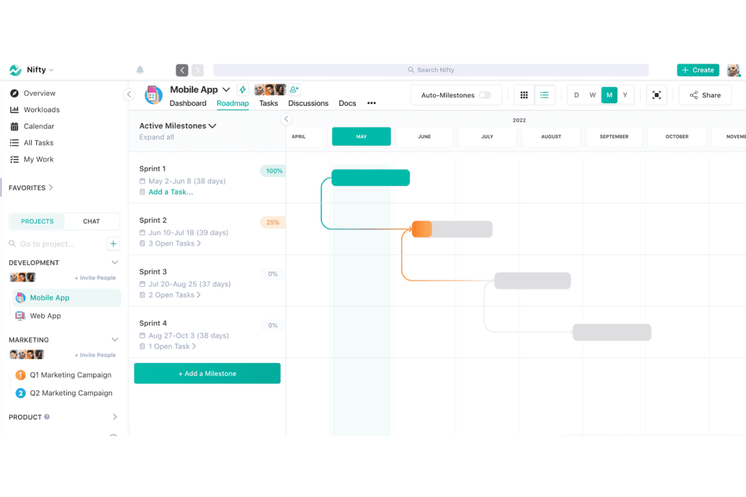 Nifty screenshot - 10 Beste projectmanagementsoftware met e-mailintegratie 2026