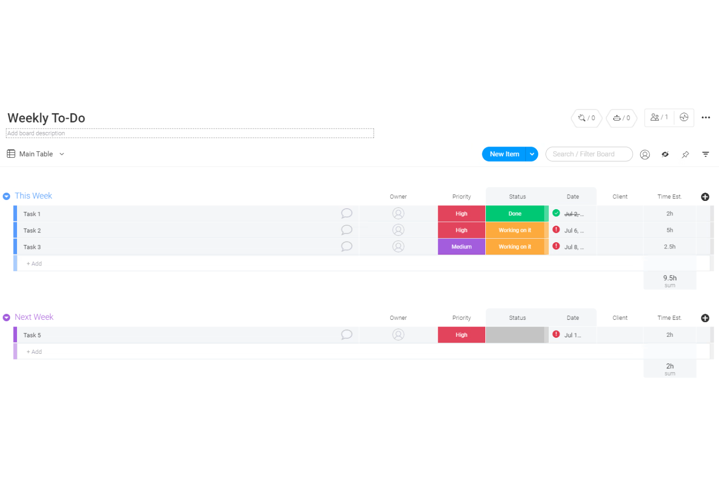 monday AI Workspace screenshot - 10 beste apps voor takenlijsten beoordeeld in 2026