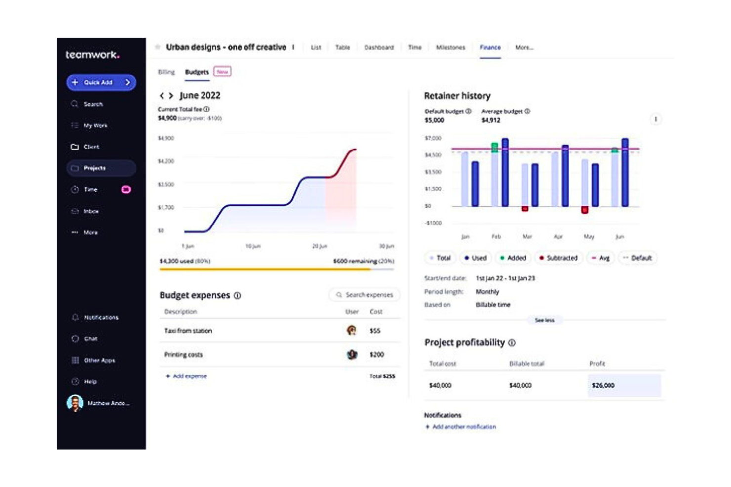 Teamwork.com screenshot - 10 beste software voor projectadministratie voor budgettering in 2026