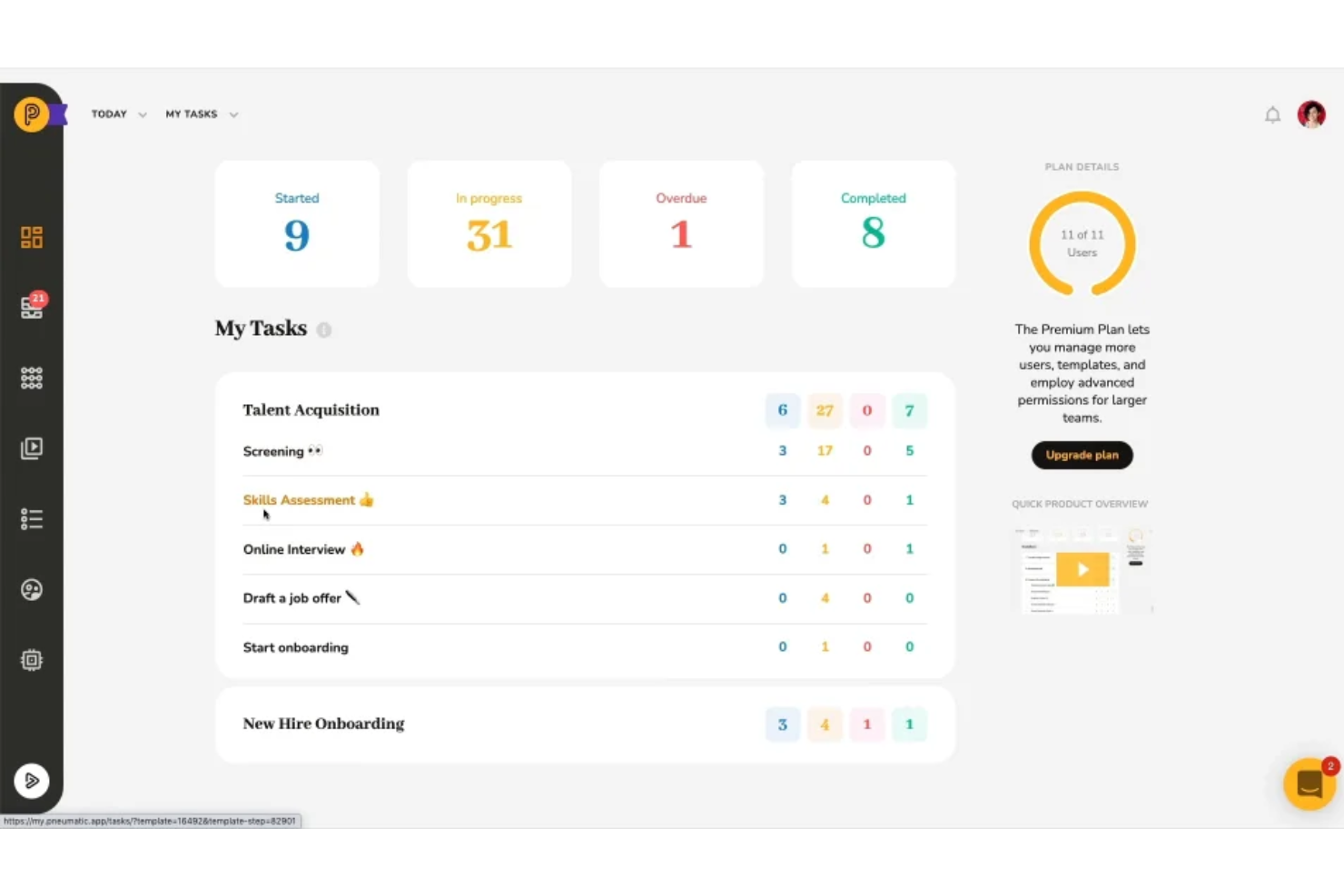 Pneumatic Workflow screenshot - 10 alternatieve tools voor Process Street voor workflows in 2026