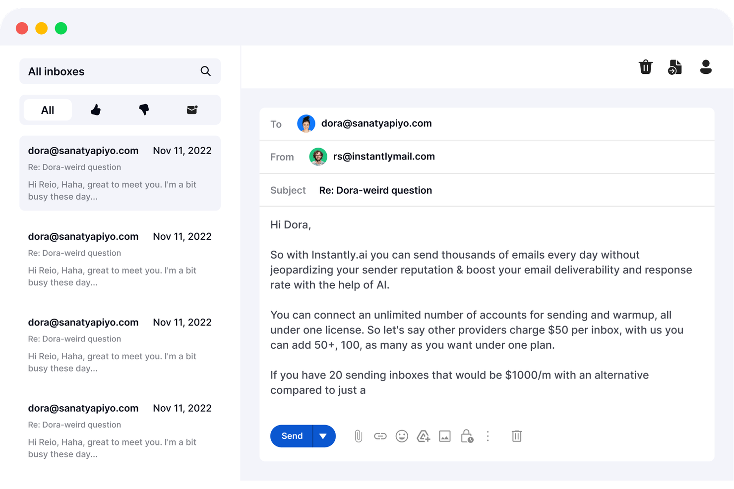 Instantly screenshot - 10 beste Bitrix24-alternatieven voor 2026