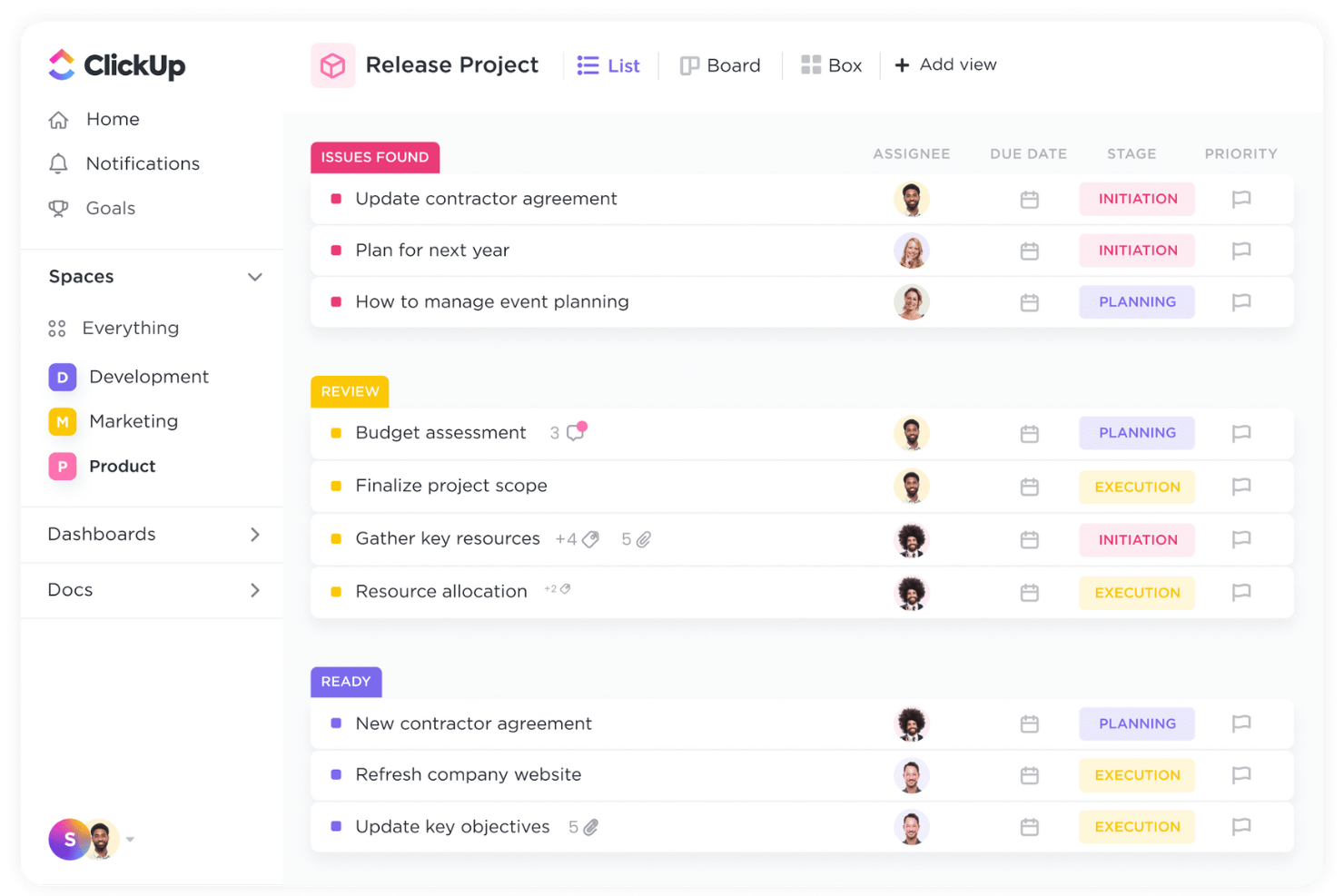ClickUp screenshot - 10 beste alternatieven voor Meta Workplace voor 2026