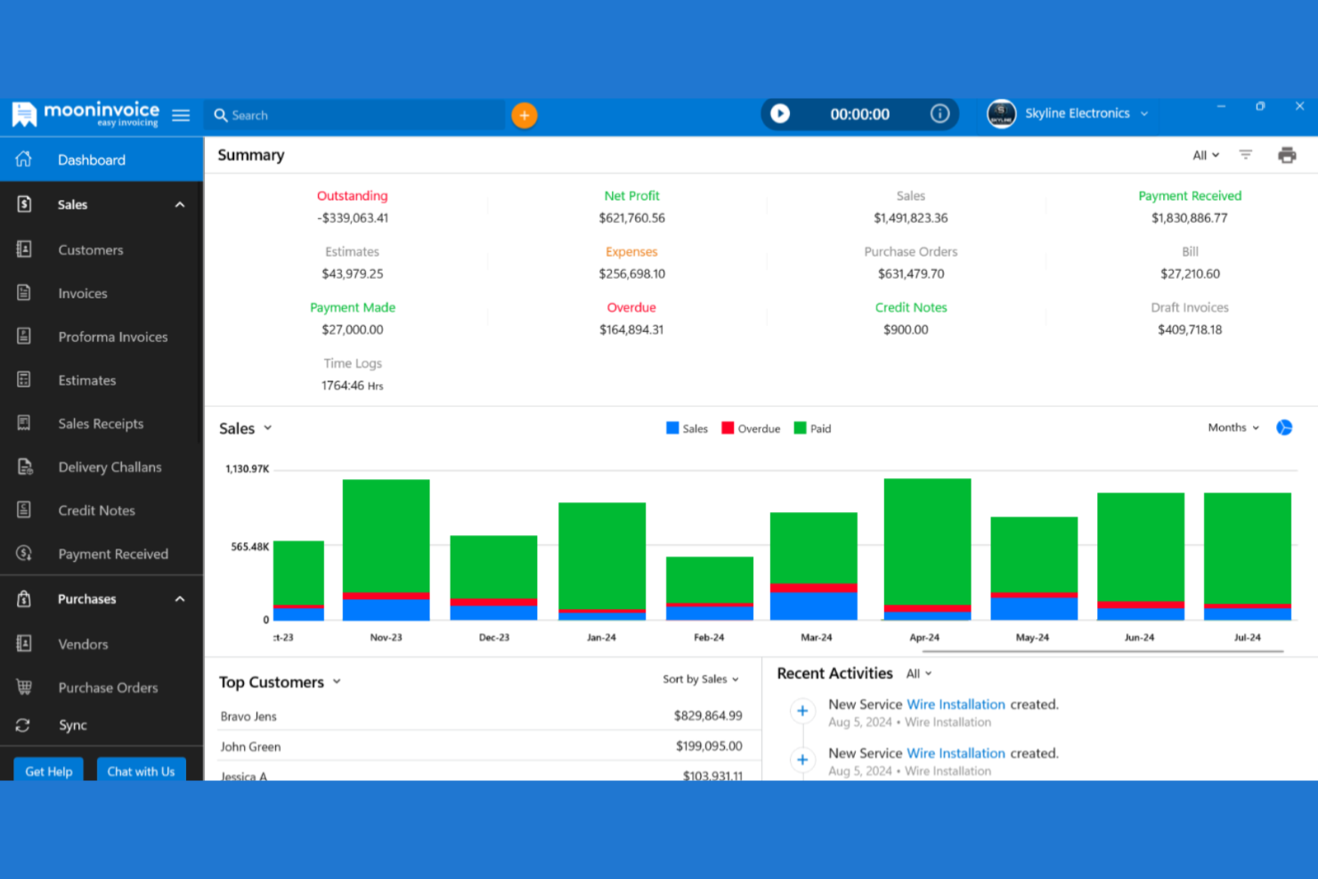Moon Invoice screenshot - 10 beste QuickBooks-alternatieven voor 2026