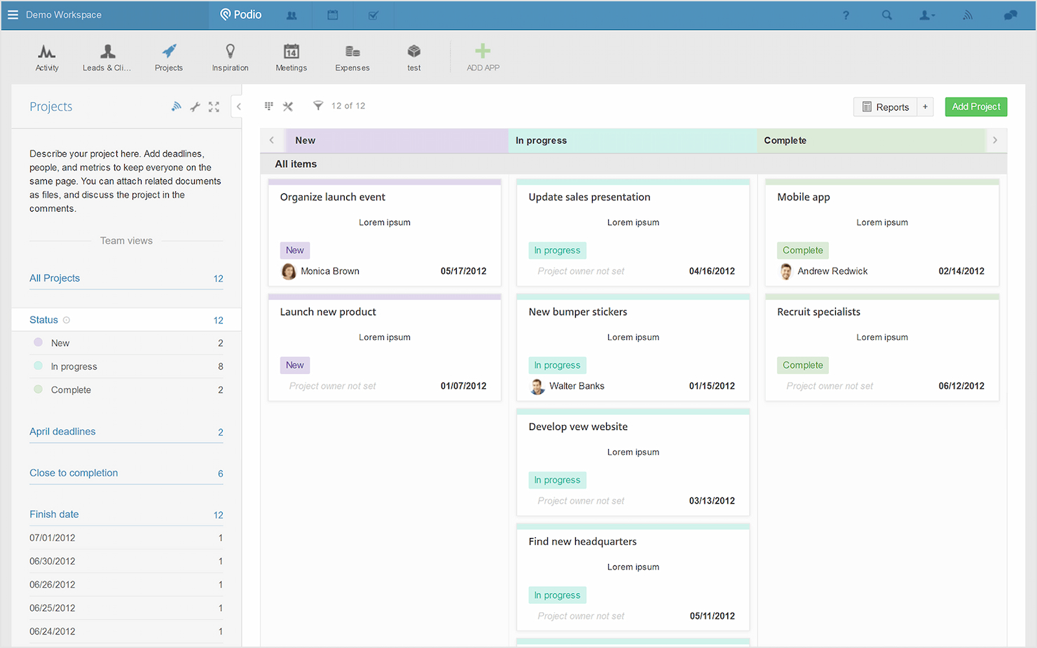 Podio screenshot - 10 beste projectmanagementsoftware voor het onderwijs in 2026