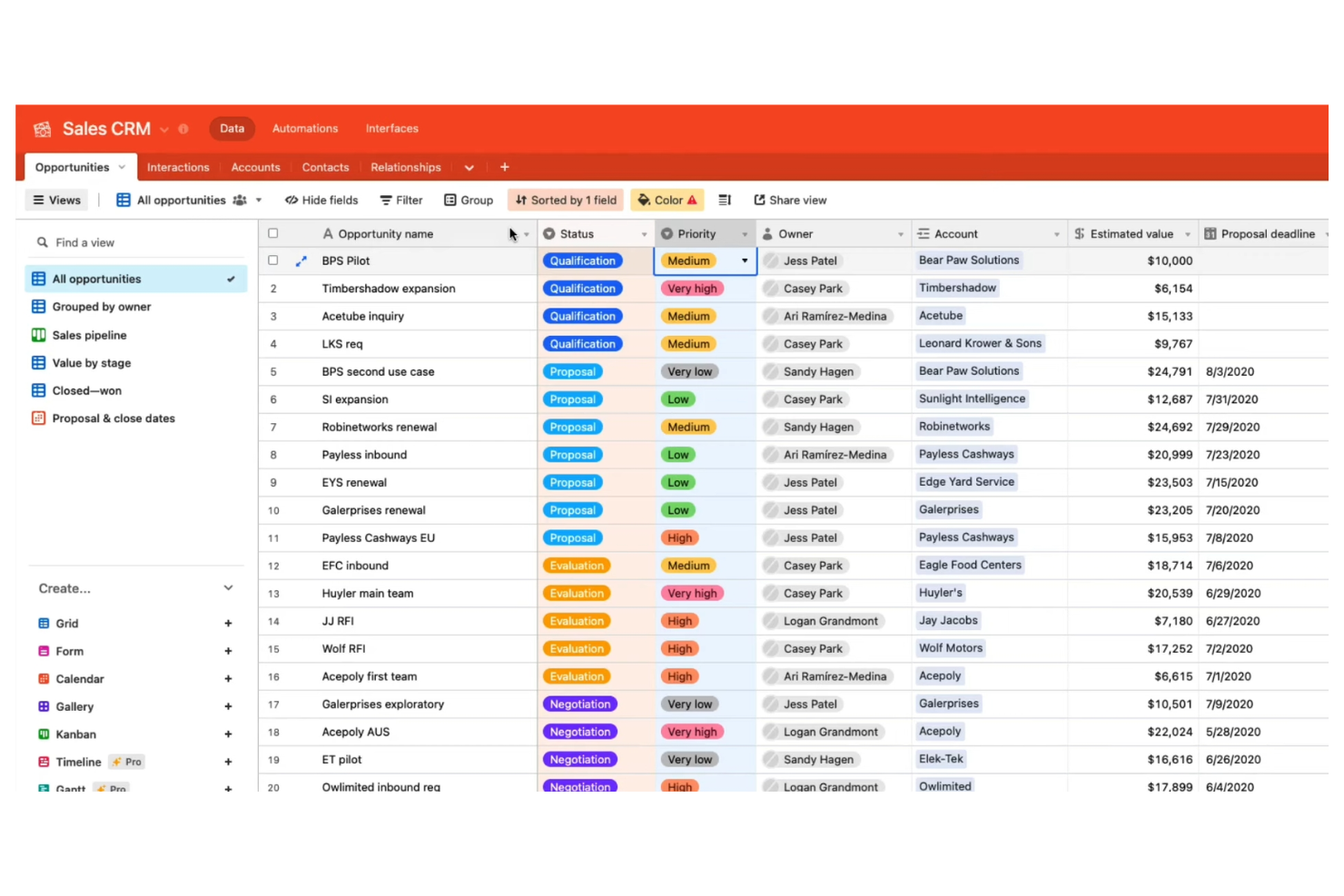 Airtable screenshot - 22 AI-automatiseringstools geselecteerd voor 2026