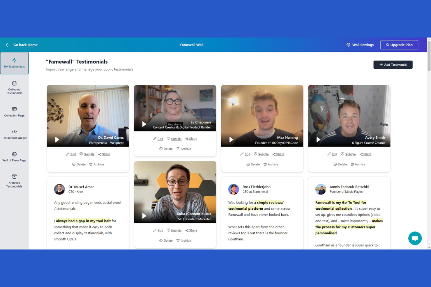Famewall screenshot - 10 beste softwareoplossingen voor marketingbureaus beoordeeld in 2026