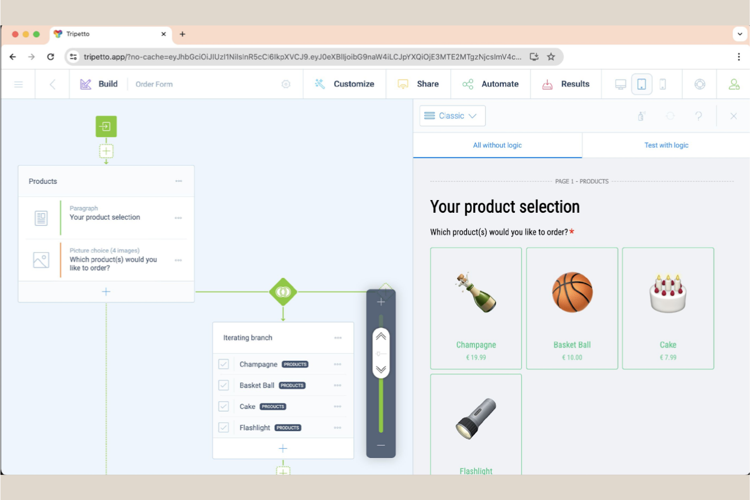 Tripetto screenshot - 10 beste alternatieven voor Google Forms voor 2026