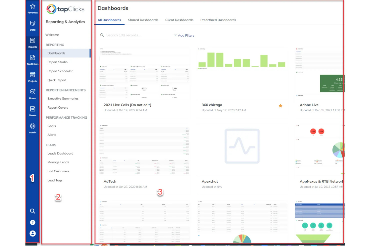 TapClicks screenshot - 10 beste alternatieven voor Cyfe in 2026