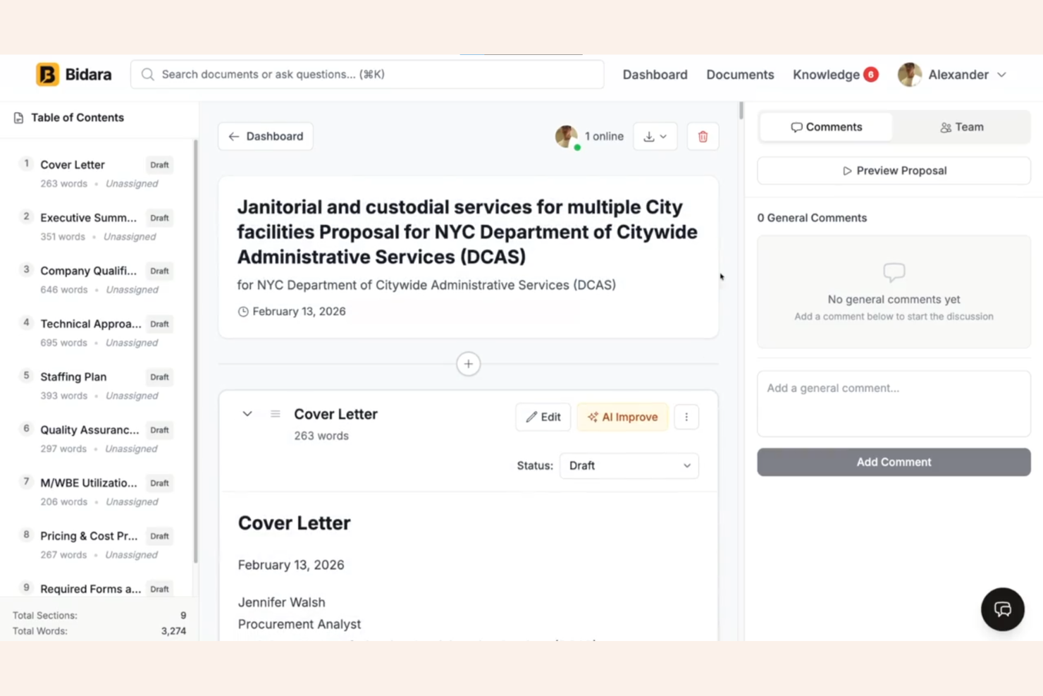 Bidara screenshot - 18 beste RFP-software in 2026