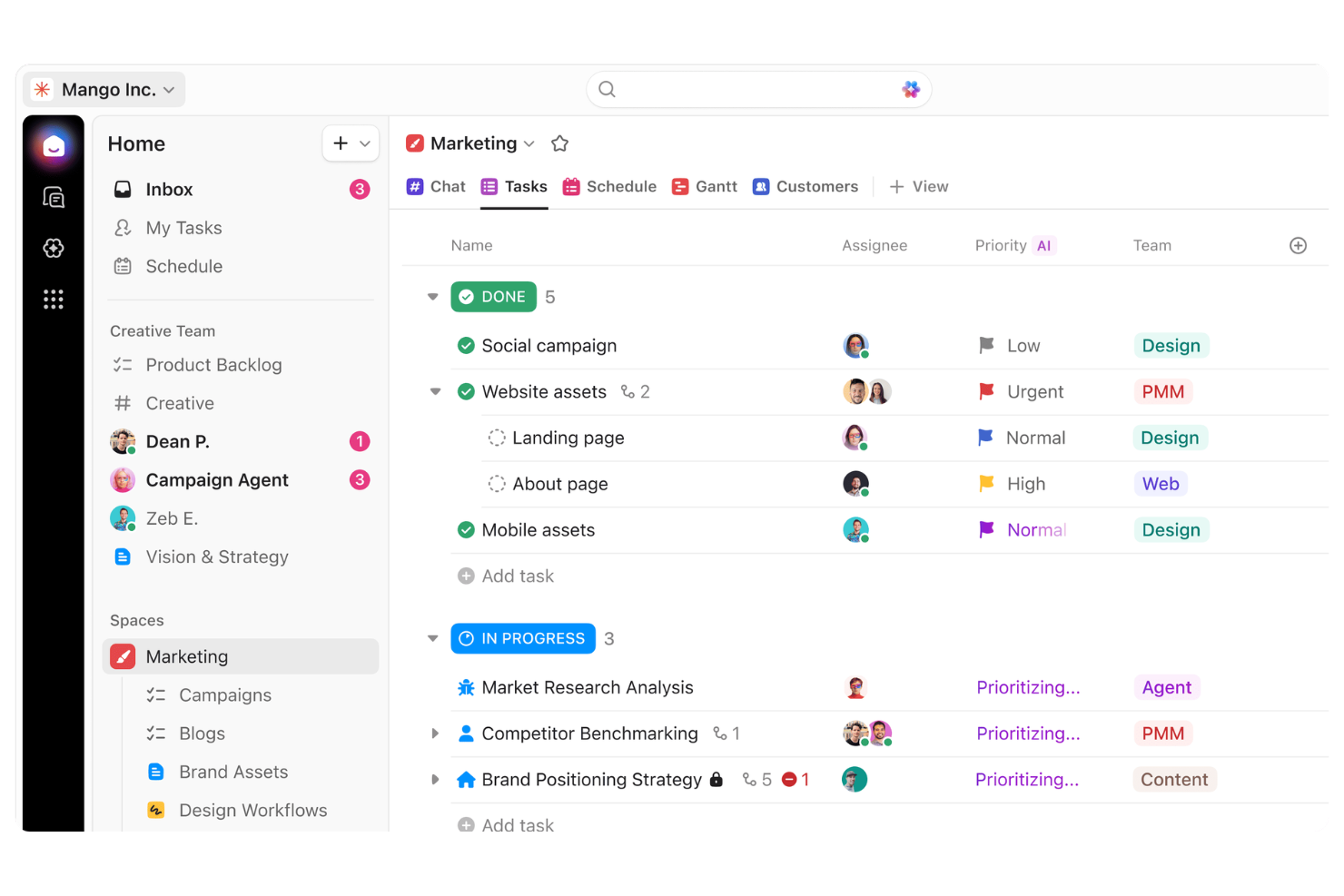 ClickUp screenshot - 22 AI-automatiseringstools geselecteerd voor 2026