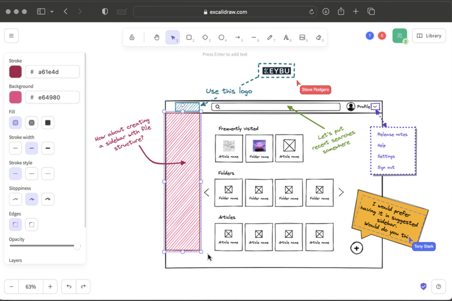 Excalidraw screenshot - 10 beste alternatieven voor draw.io voor stroomdiagrammen in 2026