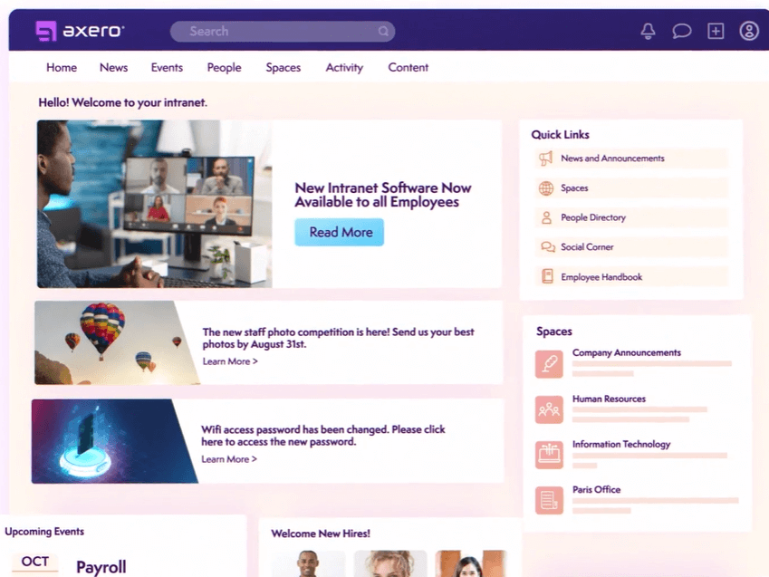 Axero screenshot - 10 beste samenwerkingssoftware beoordeeld voor 2026