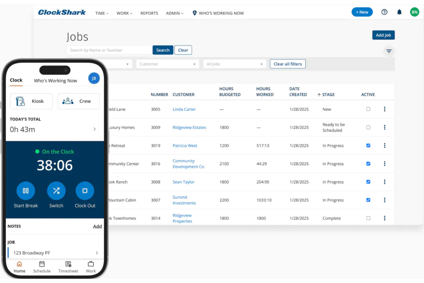 ClockShark screenshot - 10 beste alternatieven voor Clockify voor 2026