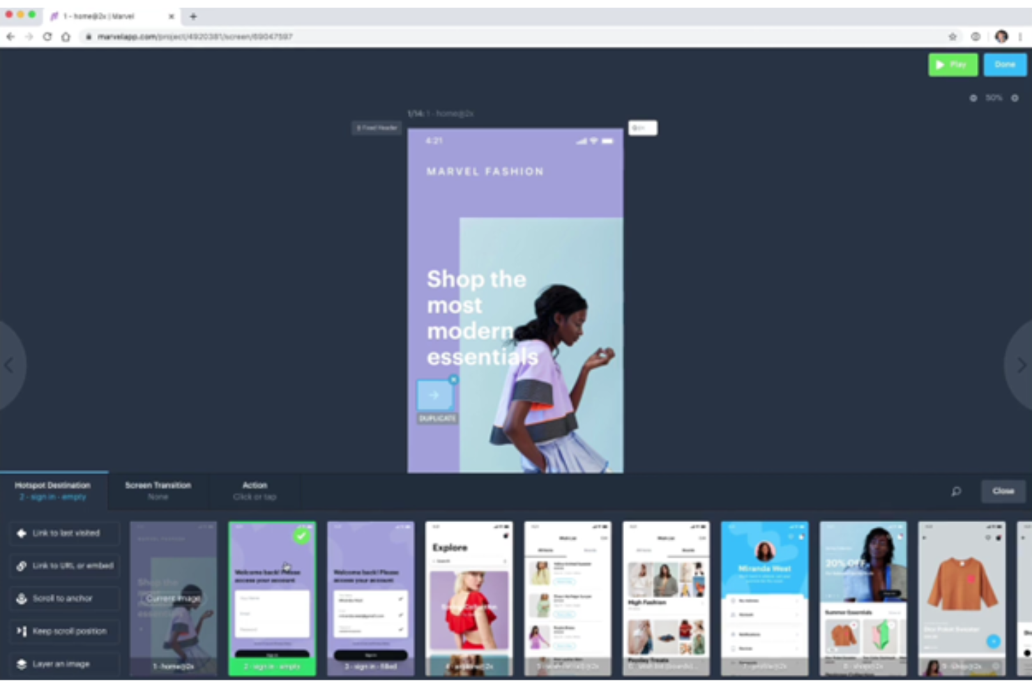 Marvel screenshot - 10 Beste InVision-alternatieven voor prototypen in 2026