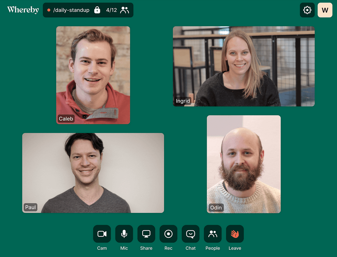 Whereby screenshot - 10 beste videoconferentiesoftware voor teams op afstand 2026