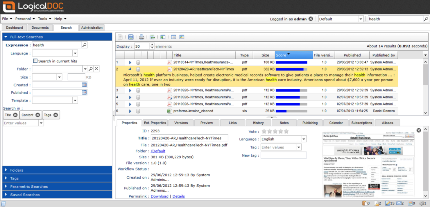 LogicalDOC screenshot - 10 beste cloud-documentbeheersystemen beoordeeld in 2026