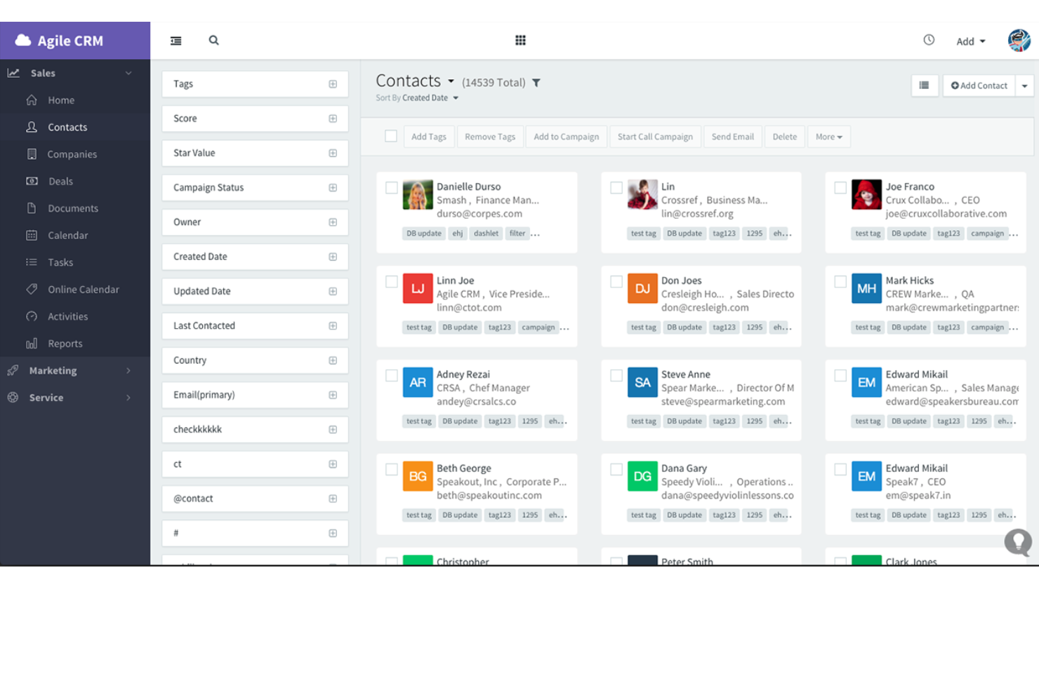 Agile CRM screenshot - 10 beste software voor klantendatabases voor kleine bedrijven in 2026