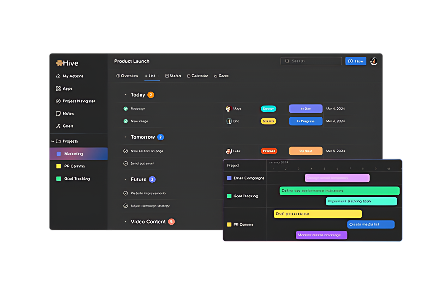 Hive screenshot - 10 Beste alternatieve tools voor Nifty voor projectteams in 2026