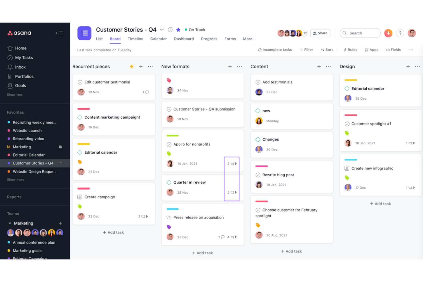 Asana screenshot - 10 beste agile taakborden beoordeeld in 2026