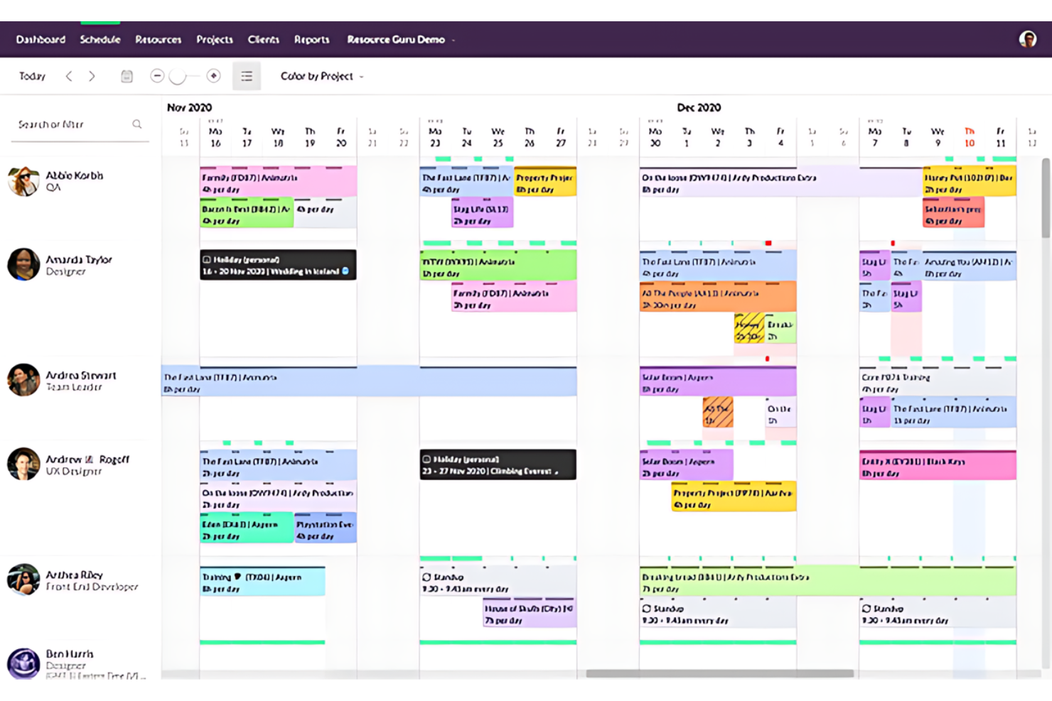 Resource Guru screenshot - 10 beste software voor resourcebeheer voor kleine bedrijven